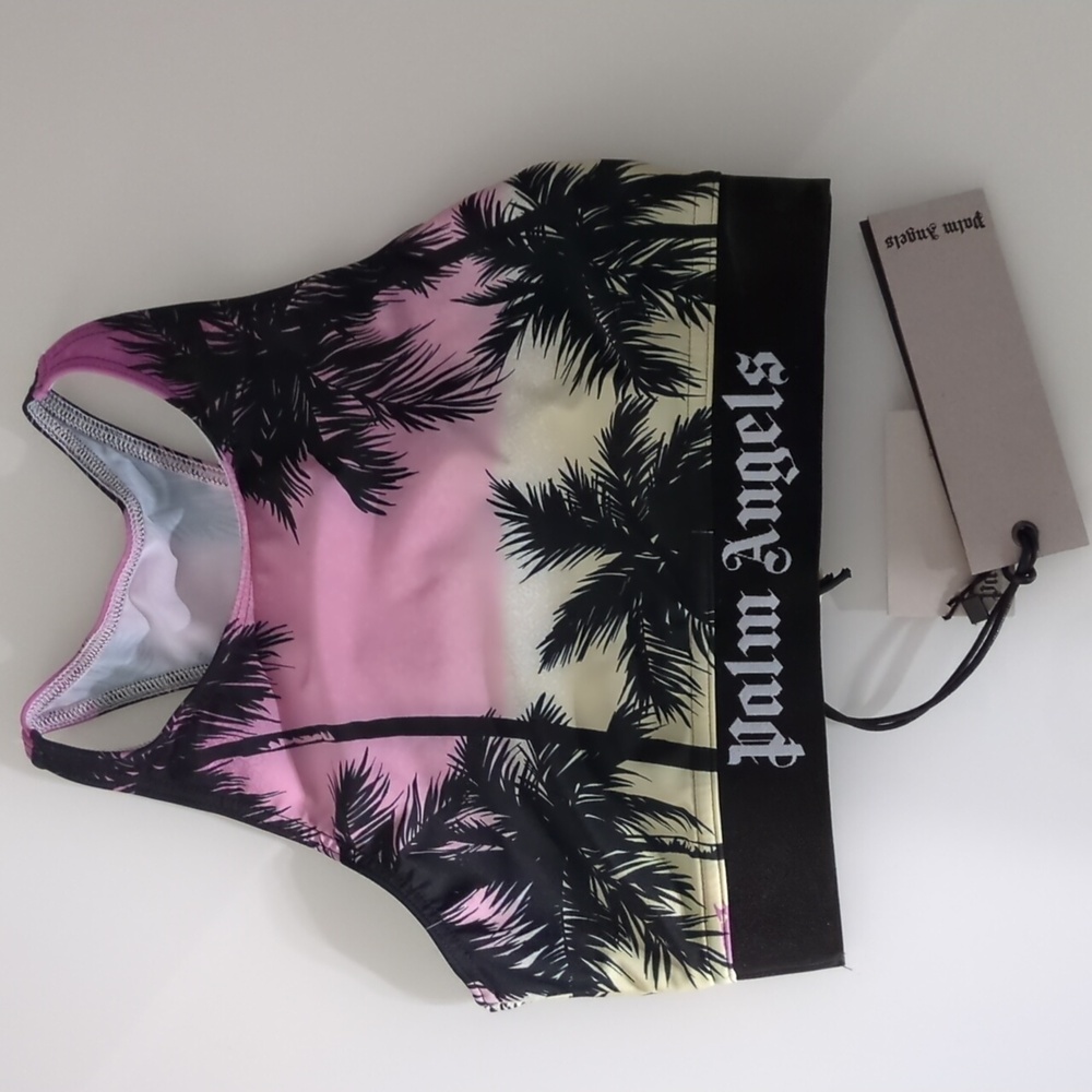 Palm Angels pink sunset logo sport top purple black womens S